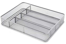 Load image into Gallery viewer, TQVAI 5 Compartment Mesh Kitchen Cutlery Trays Silverware Storage Kitchen Utensil Flatware Tray, Silver
