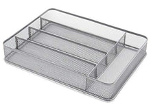Load image into Gallery viewer, TQVAI 5 Compartment Mesh Kitchen Cutlery Trays Silverware Storage Kitchen Utensil Flatware Tray, Silver
