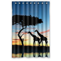 FUNNY KIDS' HOME Fashion Design Waterproof Polyester Fabric Bathroom Shower Curtain Standard Size 48(w) x72(h) with Shower Rings - Africa Giraffe Animal Theme