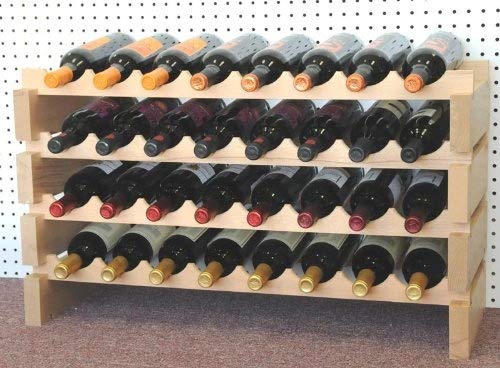 sfDisplay.com,LLC. Modular Wine Rack Beechwood 32-96 Bottle Capacity 8 Bottles Across up to 12 Rows Newest Improved Model (32 Bottles - 4 Rows)