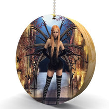 Load image into Gallery viewer, Goth Angel Hardwood Oak Fan/Light Pull
