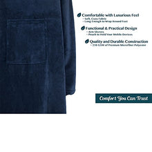 Load image into Gallery viewer, PAVILIA Premium Fleece Blanket with Sleeves for Adult, Women, Men | Warm, Cozy, Extra Soft, Microplush, Functional, Lightweight Wearable Throw (Navy, Regular Pocket)
