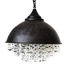 Load image into Gallery viewer, Vintage Industrial Crystal Pendant Light - MKLOT Retro Edison Style Ceiling Light 14 Wide Rust Wrought Iron Hanging Lamp Chandelier with Shaded Glittering Crystal Beads for Kitchen Island Loft
