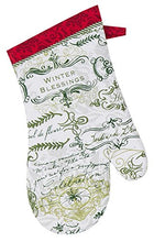 Load image into Gallery viewer, Winter Blessing Green and White Cotton Kitchen Oven Mitt 13 Inch Kay Dee
