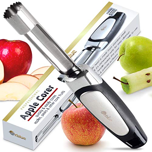 Orblue Apple Corer - Best Stainless Steel Fruit Core Remover Tool with Soft Rubber Handle