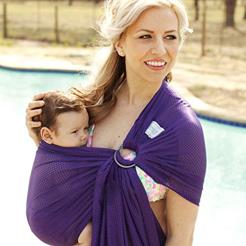 Beachfront Baby - Versatile Water & Warm Weather Ring Sling Baby Carrier | Made in USA with Safety Tested Fabric & Aluminum Rings | Lightweight, Quick Dry & Breathable (Paradise Plum, X-Long)