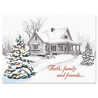 Winter Home Personalized Religious Christmas Cards  Holiday Greetings, Includes Bible Verse, Set of 18 Cards and Envelopes, by Current