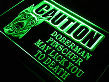 Load image into Gallery viewer, Caution Doberman Pinscher Lick LED Sign Neon Light Sign Display s179-b(c)

