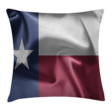Load image into Gallery viewer, Lunarable Western Throw Pillow Cushion Cover, State of Texas Flag with Star Freedom Wind Blow Effect Print, Decorative Square Accent Pillow Case, 26&quot; X 26&quot;, Dark Blue Maroon White
