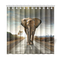 CTIGERS Shower Curtain for Kids Cool Elephant Polyester Fabric Bathroom Decoration 72 x 72 Inch