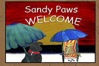 Sandy Paws Welcome Dogs on the Beach Art Rug Indoor Outdoor Floor Mat (36 x 60)