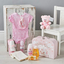 Load image into Gallery viewer, Baby Gift Set  Keepsake Box in Pink with Baby Clothes, Teddy Bear and Gifts for a Baby Girl
