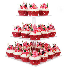 Load image into Gallery viewer, YestBuy 3 Tier Maypole Square Wedding Party Tree Tower Acrylic Cupcake Display Stand 3 Tier Square(4.7&quot; between 2 layers)
