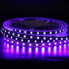 Load image into Gallery viewer, Xunata 5m Flexible Ultraviolet UV LED Strip Tape Rope Light, Purple SMD 3528 120 LEDs/m 395nm 12V, White PCB, Non-Waterproof IP21
