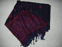 Load image into Gallery viewer, Pure Cashmere Blanket, Burgundy and Dark Blue Beautiful Woven Pattern, One of Kind
