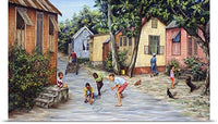 GREATBIGCANVAS Entitled Village Life Oil on Canvas Poster Print, 60