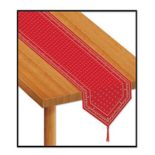 Load image into Gallery viewer, Club Pack of 12 Red Printed Bandana Party Table Runners 11&quot; x 6&#39;
