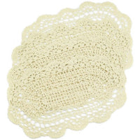 kilofly Crochet Cotton Lace Placemats Doilies 4pc, Oval, Beige, 7 x 14 inch