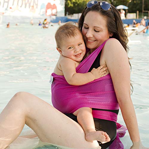 Beachfront Baby Wrap - Versatile Water & Warm Weather Baby Carrier | Made in USA with Safety Tested Fabric, CPSIA & ASTM Compliant | Lightweight, Quick Dry (Fucshia, One Size)