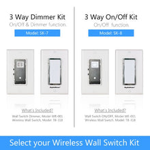 Load image into Gallery viewer, SK-8 Wireless DIY 3-Way On Off Anywhere Lighting Home Control Wall Switch Set - No neutral wire required
