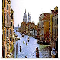 GREATBIGCANVAS Entitled Boats in a Canal with a Church in The Background, Santa Maria Della Salute, Grand Canal, Venice, Veneto, Italy Poster Print, 90