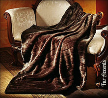 Load image into Gallery viewer, Fur Accents Faux Fur Throw Blanket, Rich Brown Ribbed Mink, Premium Luxury Faux Fur Front with Softest Minky Cuddle Fur Lining, Warm and Cozy, Hand Made in America, 5&#39;x6&#39;

