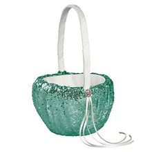 Load image into Gallery viewer, Ivy Lane Design Elsa Shiny Sequin Flower Girl Basket, Mint
