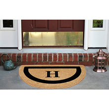 Load image into Gallery viewer, Heavy Duty 22&quot; x 36&quot; Coco Mat, Black Single Picture Frame Monogrammed H, Half Round
