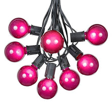 Load image into Gallery viewer, 100 Foot G50 Outdoor Patio String Lights with 125 Purple Globe Bulbs  Indoor Outdoor String Lights  Market Bistro Caf Hanging String Lights  C9/E17 Base - Black Wire
