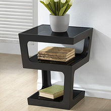 Load image into Gallery viewer, Baxton Studio Clara Modern End Table with 3-Tiered Glass Shelves, Black
