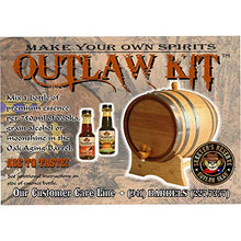 Load image into Gallery viewer, Barrel Aged Whiskey Making Kit - Create Your Own Single Malt Whisky - The Outlaw Kit from Skeeter&#39;s Reserve Outlaw Gear - MADE BY American Oak Barrel (Natural Oak, Black Hoops, 2 Liter)

