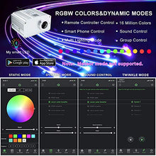 Load image into Gallery viewer, AMKI 10W APP Controlled Car Use Fiber Optic Light Star Ceiling Kit Twinkle, LED RGBW Engine Driver with 28key RF Remote Control (150pcs*0.03in*6.5ft)

