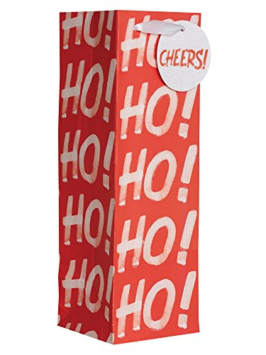 Jillson Roberts 6 Count Ho-ho-ho Christmas Wine and Bottle Bag, Red/White