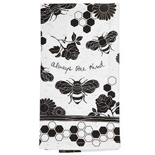 Load image into Gallery viewer, Karma Gifts Black And White Boho Tea Towel, Bee, 28&quot; L x 20&quot;W
