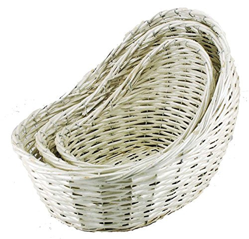 TOPOT Set of 3 White Painted Household sundries basket