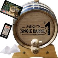 1 Liter Personalized American Oak Aging Barrel - Design 028: Single Barrel