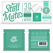 Load image into Gallery viewer, Stall Mates Wipes: Flushable, individually wrapped wipes for travel. Unscented with Vitamin-E &amp; Aloe (30 on-the-go singles)
