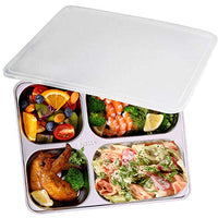 AIYoo Divided Plate with Lid for Kids and Adults 304 Stainless Steel Bento Box - BPA free 4 Compartment Lunch Containers with Dividers Camping Food Container Bento Lunch Box