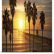 Load image into Gallery viewer, GREATBIGCANVAS Entitled Silhouette of a pier, San Clemente Pier, Los Angeles County, California Poster Print, 90&quot; x 30&quot;, Multicolor

