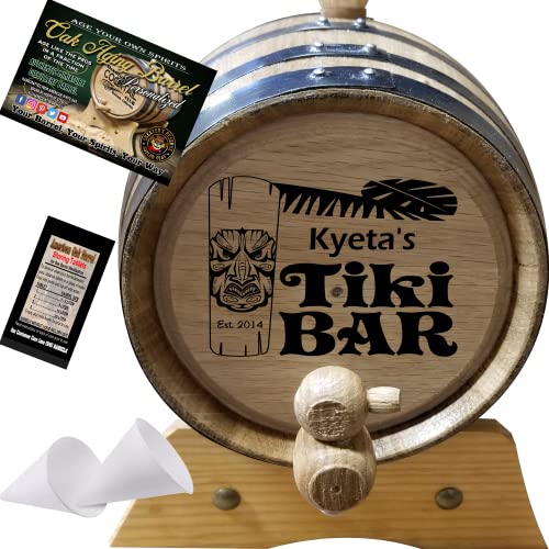1 Liter Personalized Tiki Bar (A) American Oak Aging Barrel - Design 047
