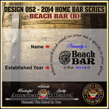 Load image into Gallery viewer, 1 Liter Personalized Beach Bar (B) American Oak Aging Barrel - Design 052
