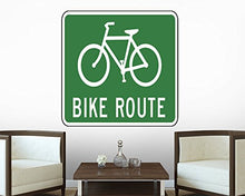 Load image into Gallery viewer, Wallmonkeys WM153899 Bike Route Sign Peel and Stick Wall Decals H x 30 in W, 30&quot; 30&quot; W-Medium-Large
