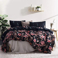 Leadtimes Floral Duvet Cover Set Bedding Twin Size Single Leaf Black Bedding Set with 1 Boho Duvet Cover and 1 Pillowcase(Twin, Style8)