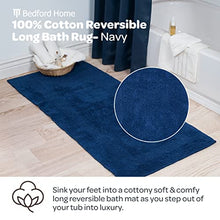 Load image into Gallery viewer, Bedford Home 100% Cotton Reversible Long Bath Rug - Navy - 24x60
