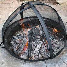 Load image into Gallery viewer, Sunnydaze Fire Pit Spark Screen Cover - Outdoor Heavy Duty Round Steel Firepit Lid - Easy Access Fire Pit Topper with Protective Metal Mesh Screen - 22 Inch
