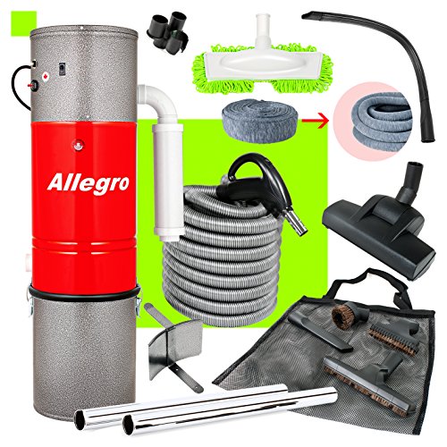 Allegro Central Vacuum System 3,000 sq. ft. Home, 30' Hose Kit and Cleaning Accessories