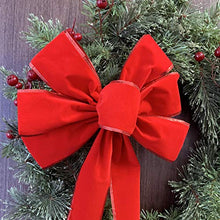 Load image into Gallery viewer, Red Velvet Christmas Wreath Bows - 10&quot; Wide, Set of 6, Front Door, Gate, Fence, Retail Display Decorations, Gift Basket, Swag &amp; Garland Decoration, Festive Winter Decor
