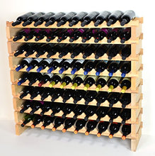 Load image into Gallery viewer, Modular Wine Rack Beechwood 40-120 Bottle Capacity 10 Bottles Across up to 12 Rows Newest Improved Model (80 Bottles - 8 Rows)
