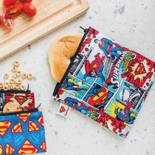 Load image into Gallery viewer, Bumkins DC Comics Superman Sandwich Bag / Snack Bag, Reusable, Washable, Food Safe, BPA Free, 7x7 , Pack of 1
