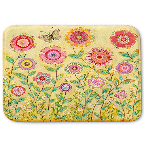 DiaNoche Designs Memory Foam Bath or Kitchen Mats by Sascalia - July Flowers Butterfly, Large 36 x 24 in